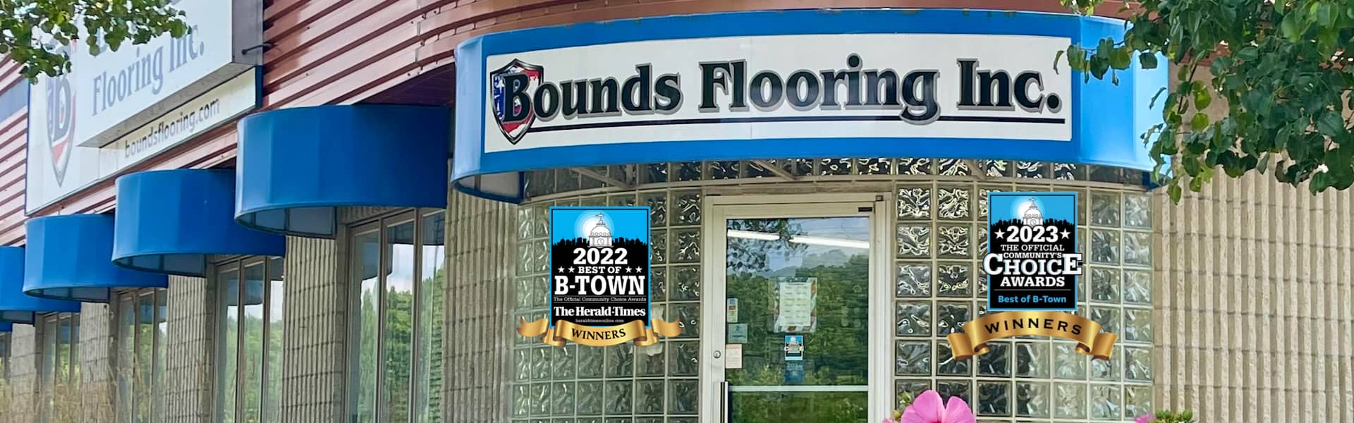 Bounds Flooring Storefront with Best of B-Town Awards