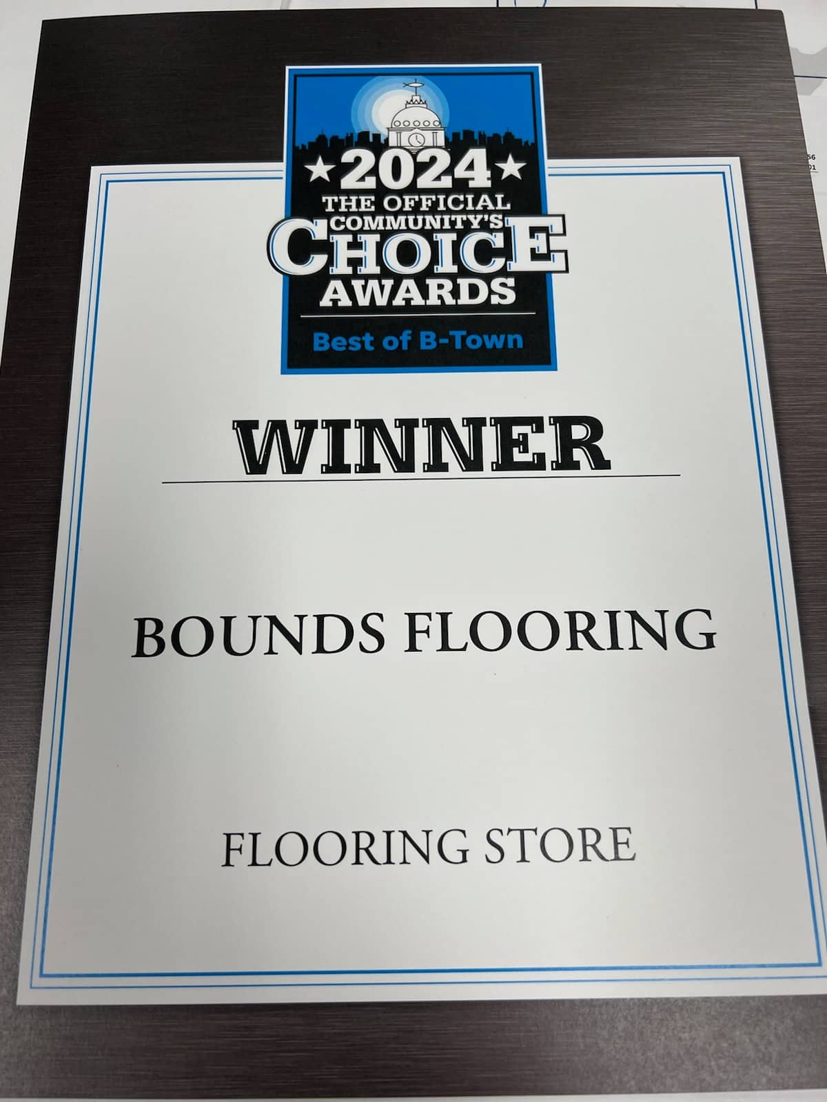 Bounds Flooring Wins Best of B-Town for Flooring Store 2024!