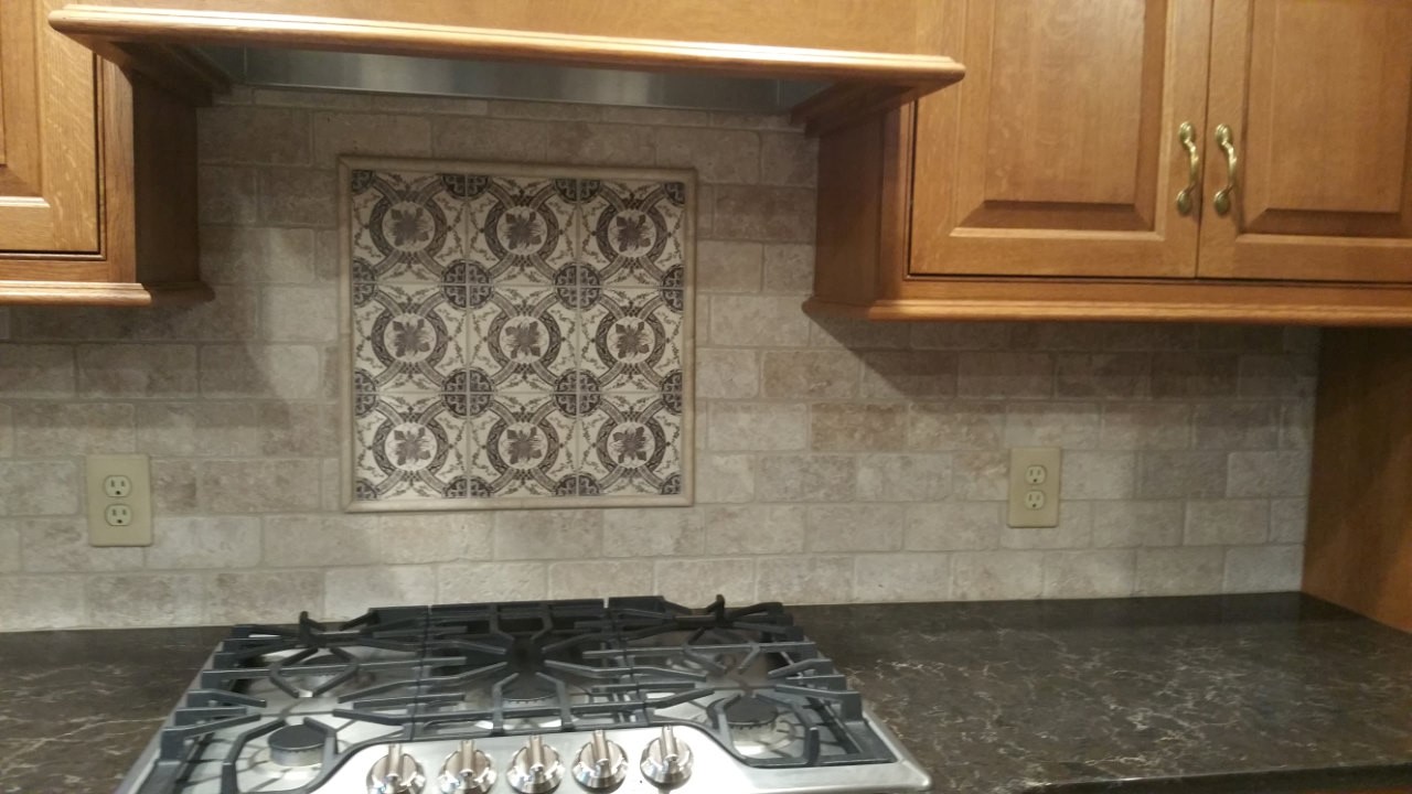 Custom Kitchen Backsplash with Intricate Tile Design